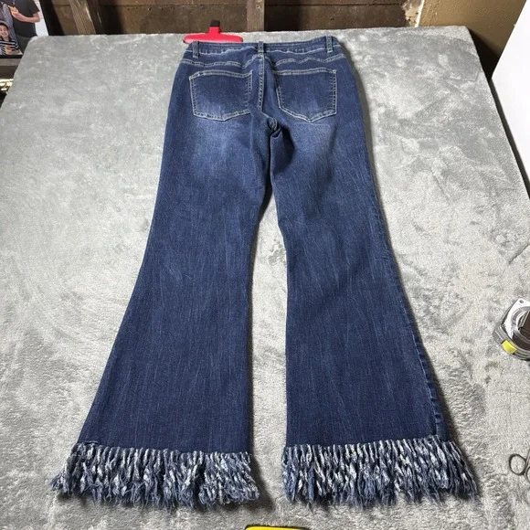Vintage Y2K Aurora Fringe Flare Jeans Size L‎ (28x27) Rave Festival Stretch - Picture 5 of 9